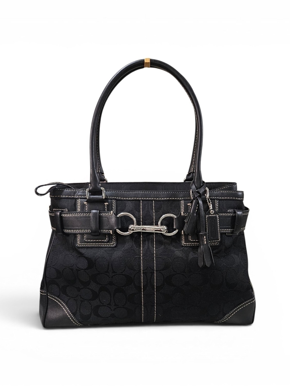 Coach Hampton Vintage 2006 Black Signature Canvas Tote with Silver Hardware - Picture 10 of 15